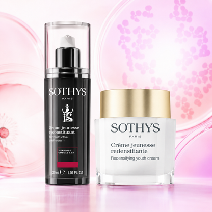 ambiance rose pack reconstituant Sothys : Crème Jeunesse Redensifiante et Sérum Jeunesse Reconstituant
