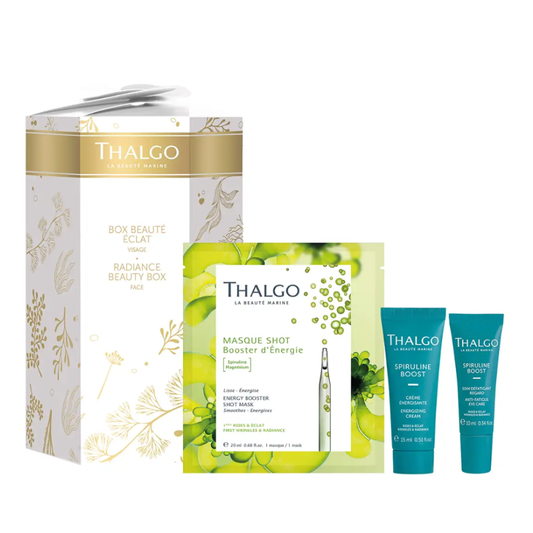 Thalgo - Box Beauté Éclat - Masque Shot Booster, Soin Défatigant Regard et Crème Énergisante 15ml
