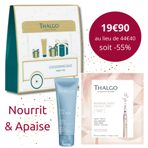 Coffret Thalgo - Cocooning Duo - Douceur et Éclat - Masque Tissu Confort et Gommage Douceur