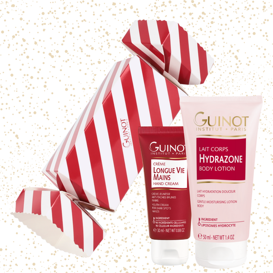 Cracker de Noël Guinot - Corps & Mains - Lait Hydrazone Corps 50ml + Crème Longue Vie Mains 30ml