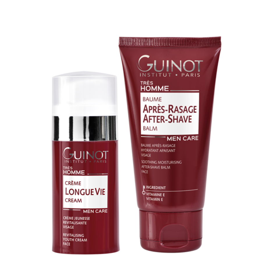 crème longue vie homme et baume après rasage guinot