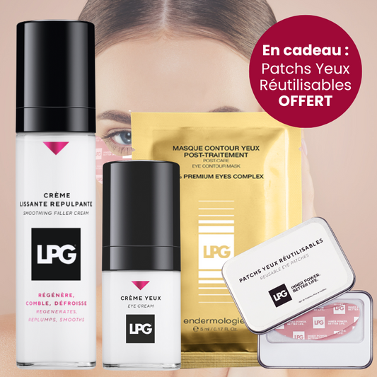 Pack - Routine Fermeté visage LPG - Crème Lissante Repulpante, Crème yeux, Masque Yeux + Patchs Yeux OFFERTS