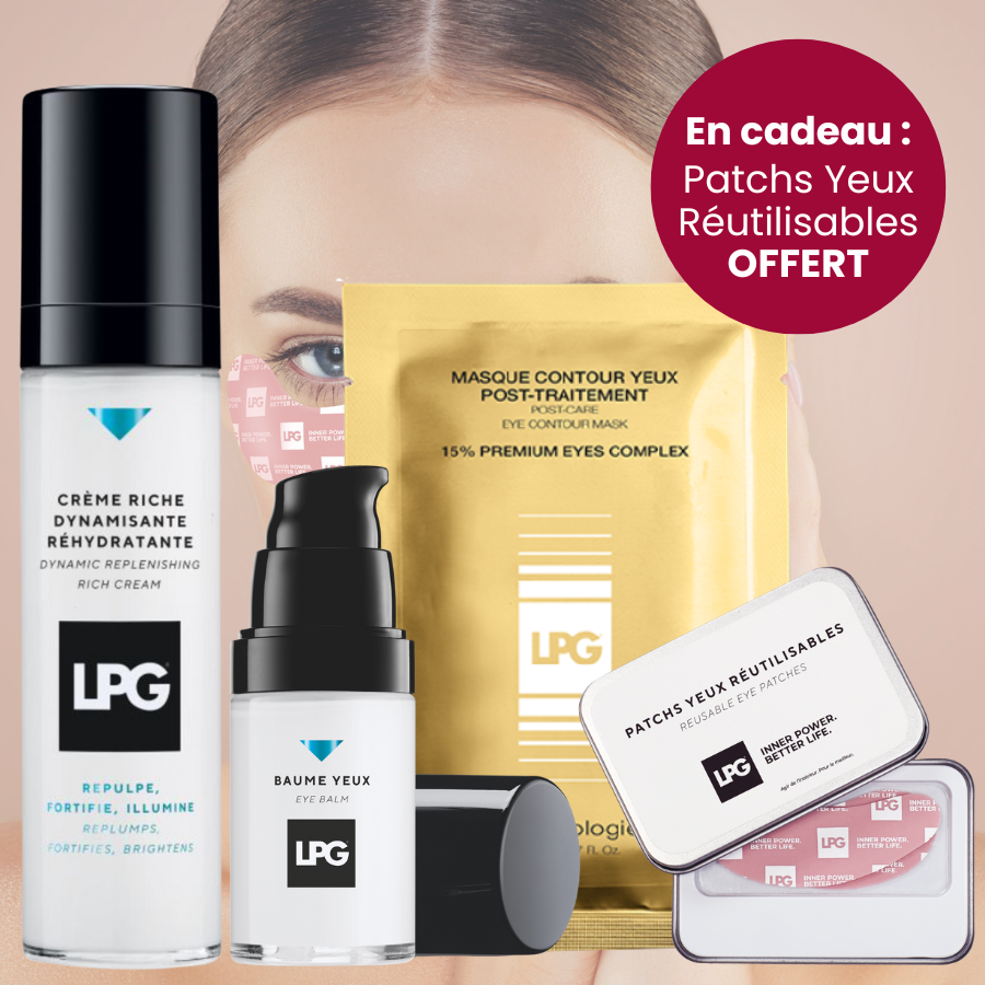 Pack - Routine hydratation visage LPG - Crème Riche Dynamisante, Baume yeux, Masque Yeux + Patchs Yeux OFFERTS