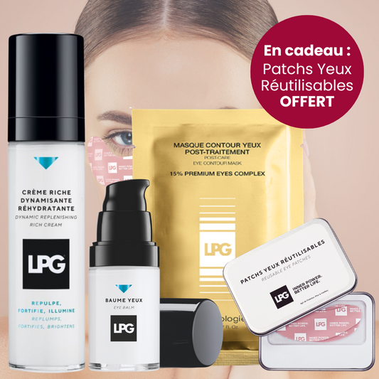 Pack - Routine hydratation visage LPG - Crème Riche Dynamisante, Baume yeux, Masque Yeux + Patchs Yeux OFFERTS