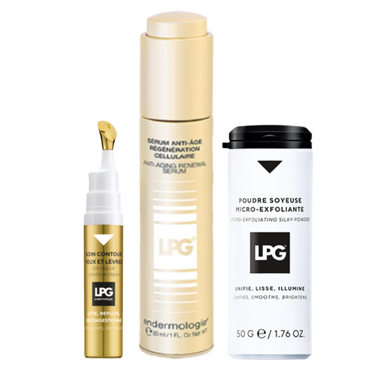 Pack - Soin contour yeux et lèvres 9ml + Sérum anti-âge régénération cellulaire 30ml + Poudre exfoliante 50g