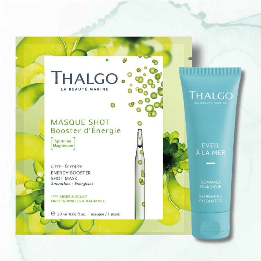 Cracker Éclat Thalgo - Gommage Fraîcheur + Masque Shot Booster d'Énergie